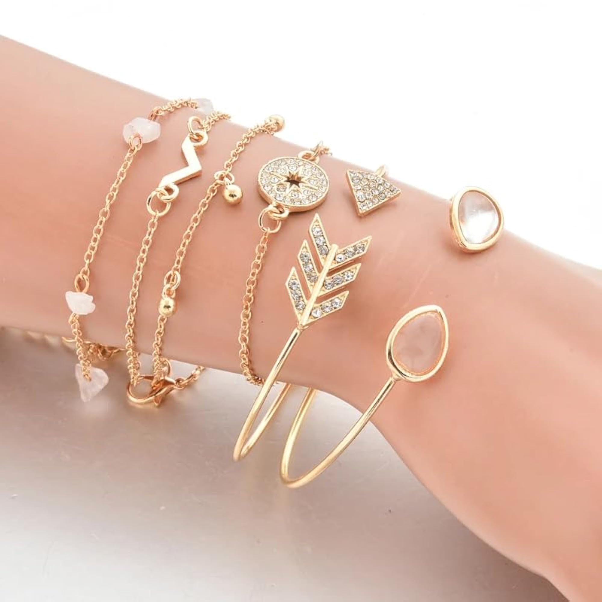 Stylish Multilayer Plated Bangle Bracelet Set